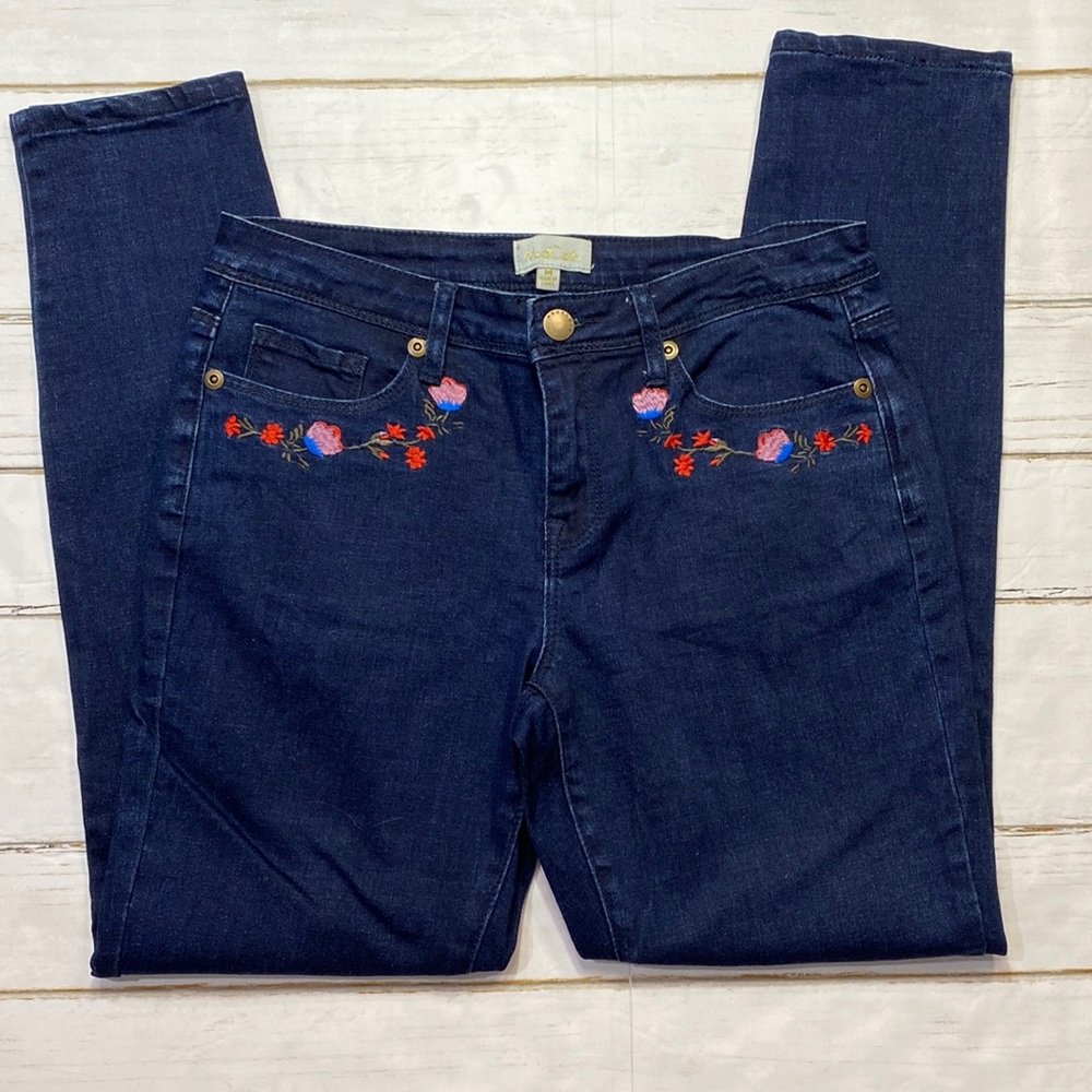ModCloth floral embroidered jeans